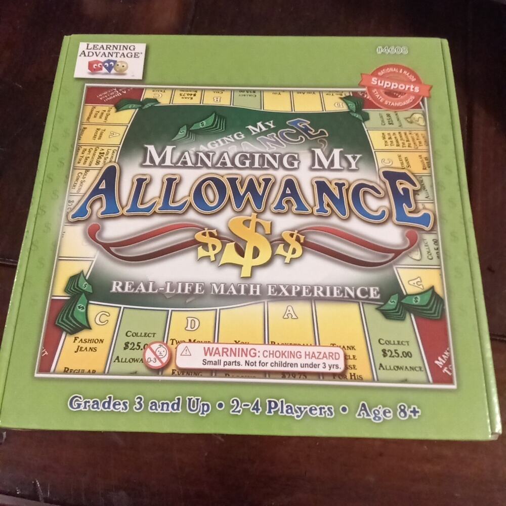 LEARNING ADVANTAGE -New MANAGING MY ALLOWANCE Board Game - Grades 3 & Up -Age 8+